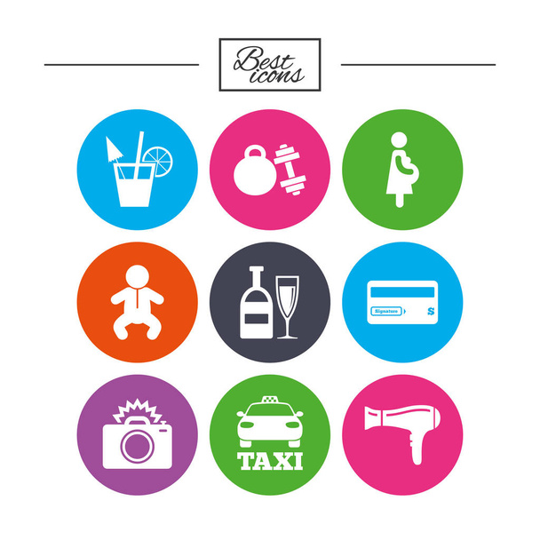 Hotel and apartment services icons - Vector, imagen