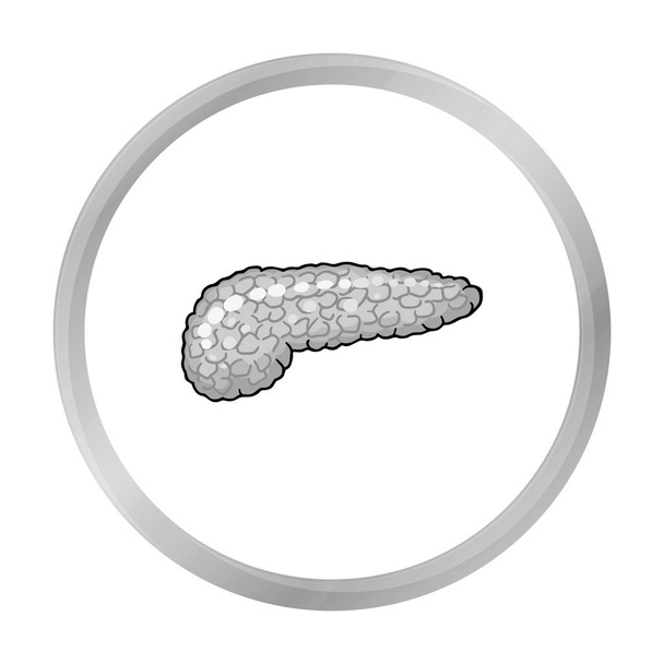 Human pancreas icon in monochrome style isolated on white background. Human organs symbol stock vector illustration. - Wektor, obraz