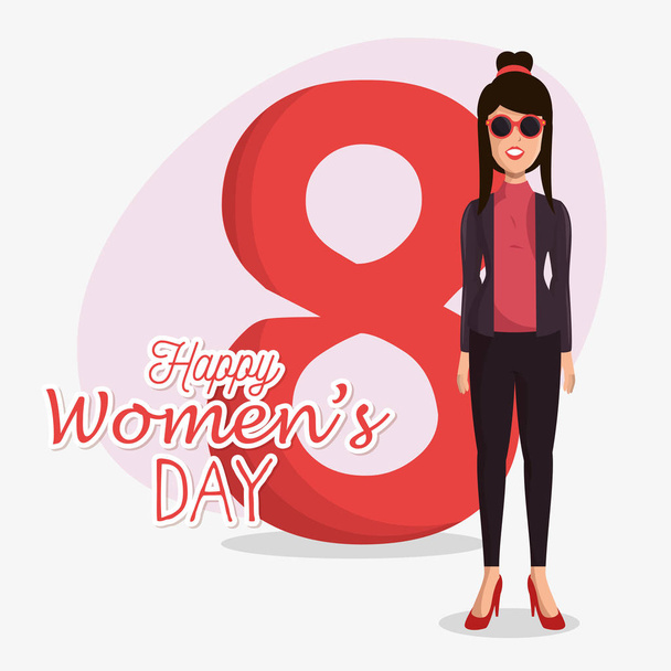 Cartão feliz do dia das mulheres - Vetor, Imagem