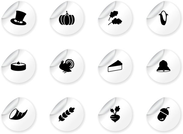Stickers with thanksgiving icons - Vector, afbeelding