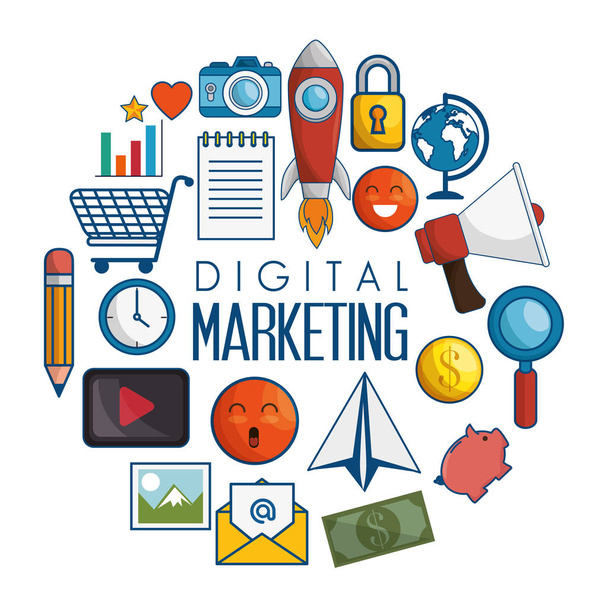 iconos planos de marketing digital
 - Vector, Imagen
