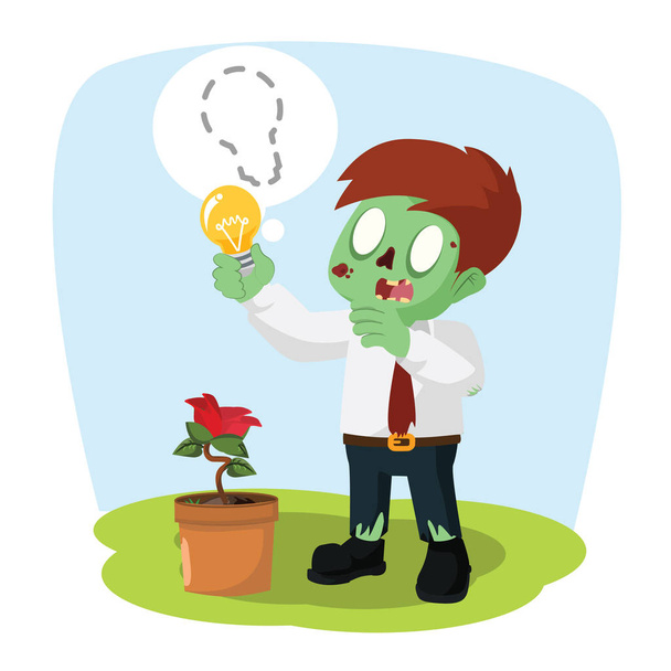 zombie businessman harvesting bulb - Vettoriali, immagini