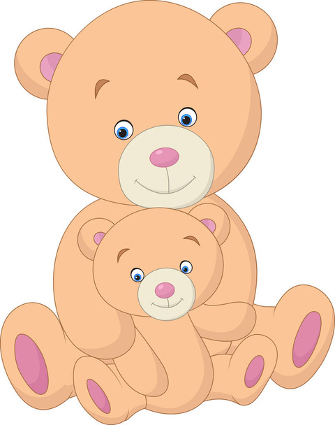 母と赤ん坊クマ漫画 - ベクター画像