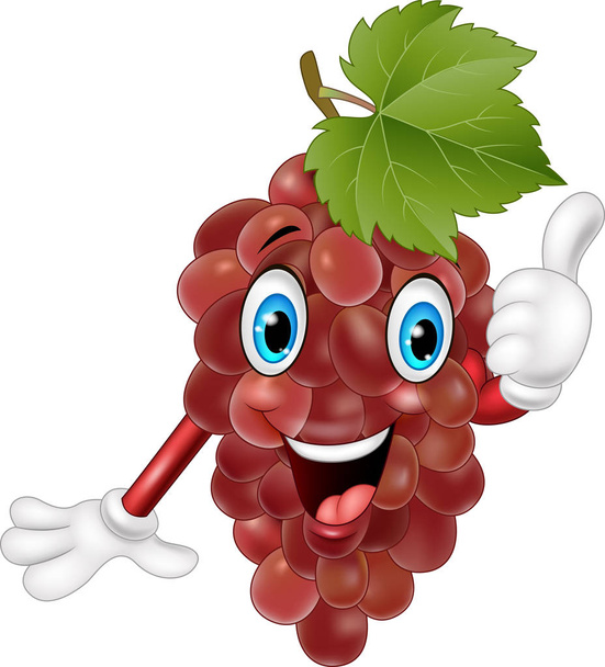 Dibujos animados uva dando pulgares hacia arriba
 - Vector, Imagen