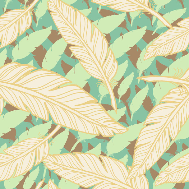 seamless pattern with hand drawn feathers - Vector, afbeelding