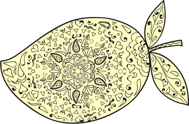 Сочный фрукт манго мандала
  - Вектор,изображение