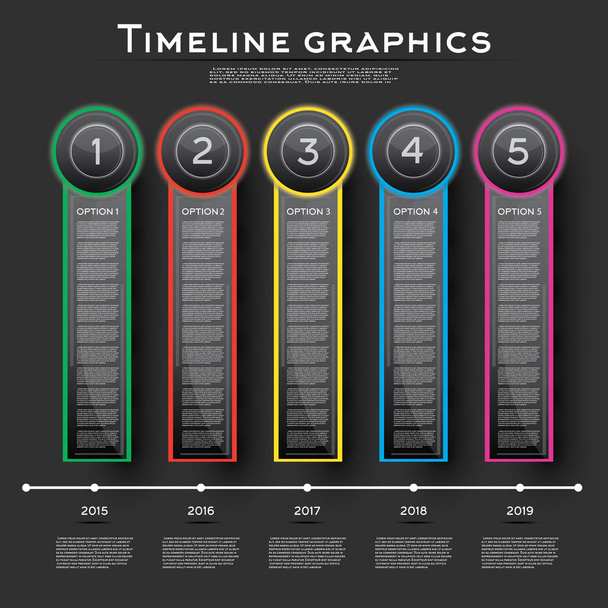 Timeline Infographics Design with Five Options. - Vector, Image