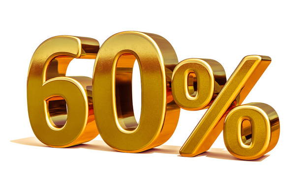 3d Gold 60 Sixty Percent Discount Sign - Φωτογραφία, εικόνα