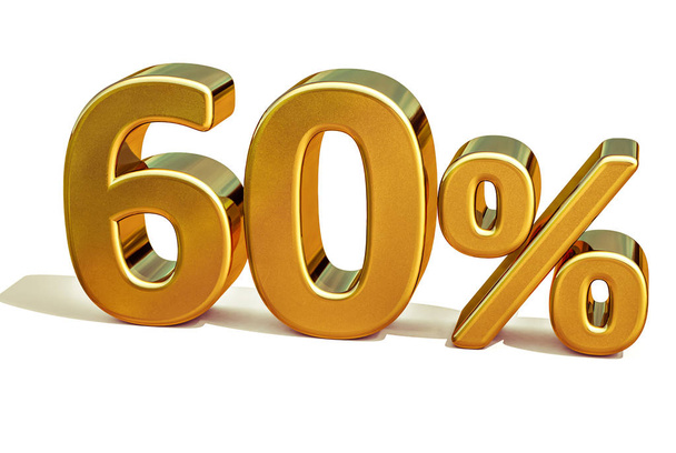 3d Gold 60 Sixty Percent Discount Sign - Φωτογραφία, εικόνα