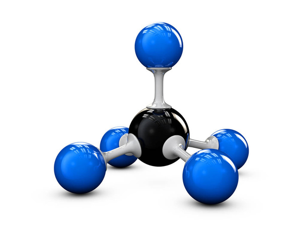 Struttura molecolare blu e nera, illustrazione 3D, bianco isolato
 - Foto, immagini