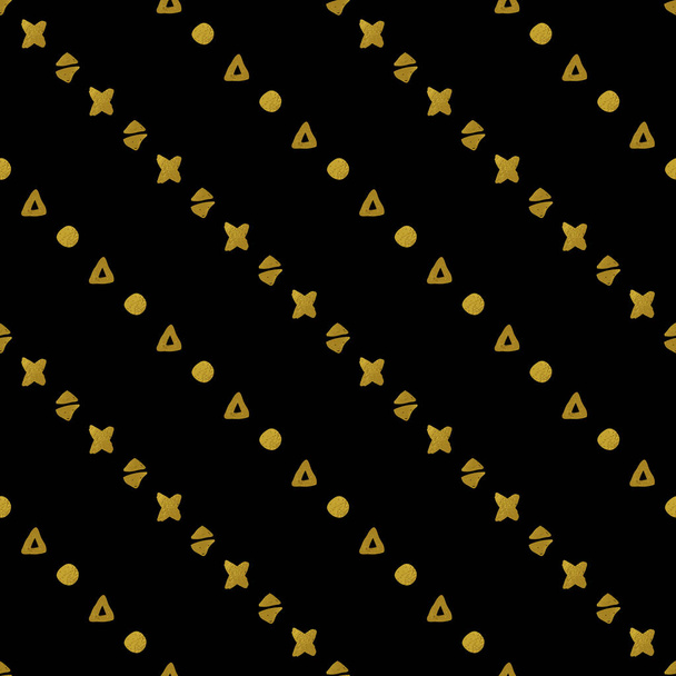 Geometric black and gold seamless pattern - Vektör, Görsel