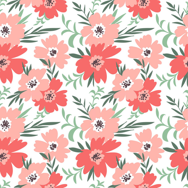 Fabric design with simple flowers - Vector, afbeelding