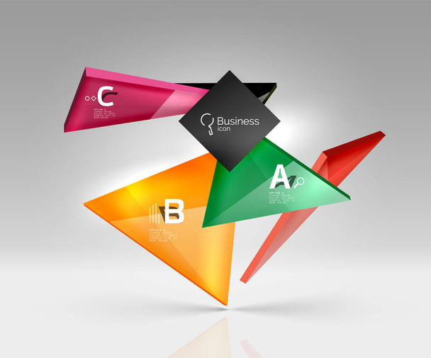 Composición de triángulos de vidrio vectorial sobre fondo gris 3d
 - Vector, Imagen