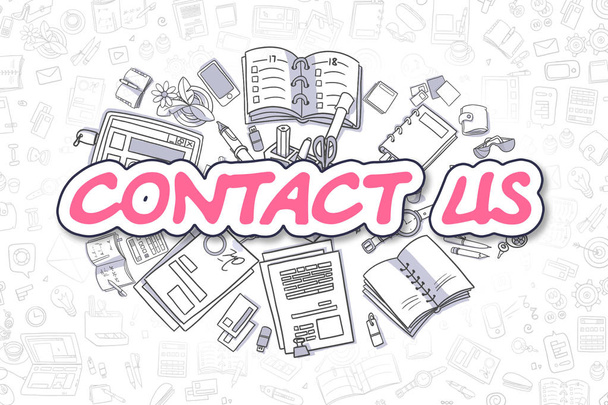 Contact Us - Doodle Magenta Text. Business Concept. - Photo, Image