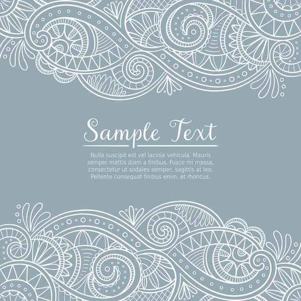 Cute card design template with doodle lace pattern - Vector, Image