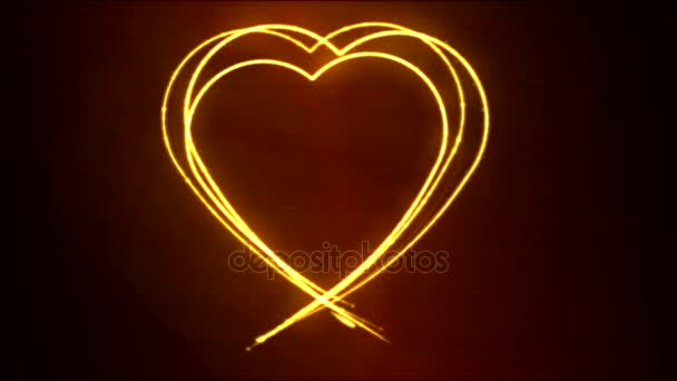 Rysunek serce kształt ruchu tła animacji - pętli Fiery Orange - Materiał filmowy, wideo