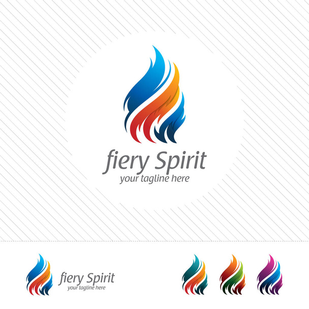 Kleurrijke vlam en vuur logo ontwerp vector met moderne look en kleur voor de kleurovergang.  - Vector, afbeelding