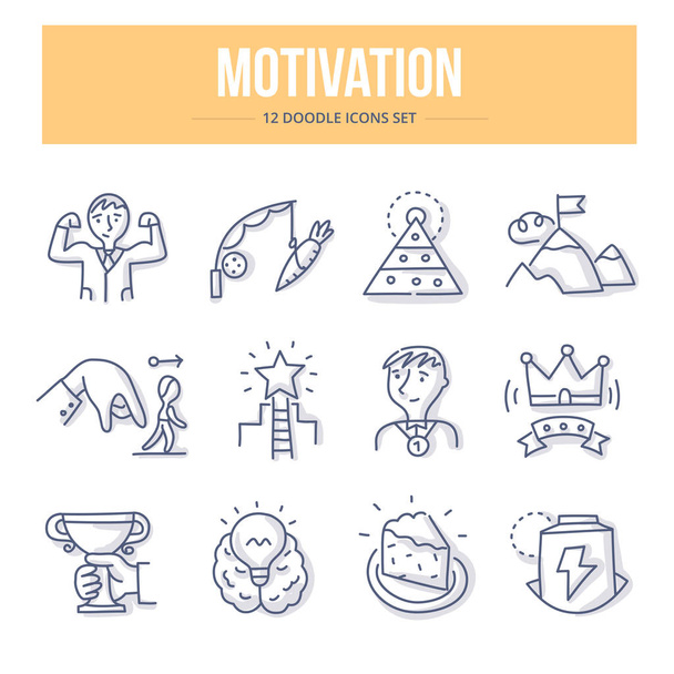 Motivation Doodle Icons - Vector, Image