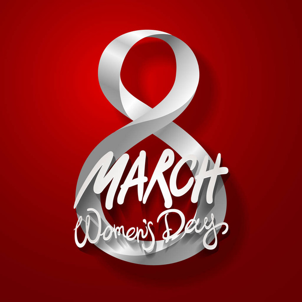 March 8 greeting card. International Womans Day. vector. red background - Vektör, Görsel