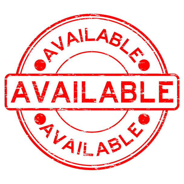 Grunge rojo disponible sello de goma redonda sobre fondo blanco
 - Vector, Imagen