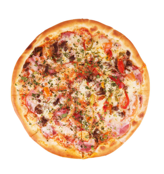 Вкусная итальянская пицца на белом - Фото, изображение