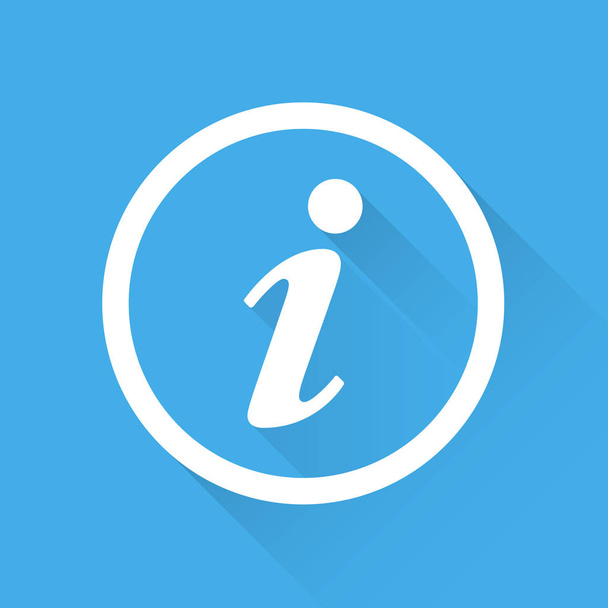 Informazioni Icona vettoriale illustrazione in stile piatto isolato su sfondo blu con lunga ombra. Discorso simbolo per la progettazione del sito web, logo, app, ui
. - Vettoriali, immagini