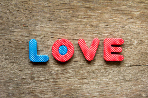 Wording love place on wooden background for valentine - Photo, Image