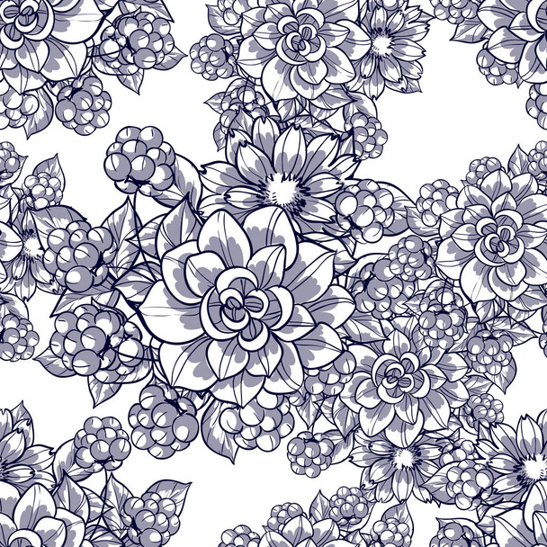 pattern with floral elements - Wektor, obraz
