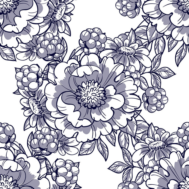 pattern with floral elements - Vettoriali, immagini
