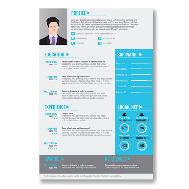 Vector creative minimalist cv resume template with two pages. - Vector, Image