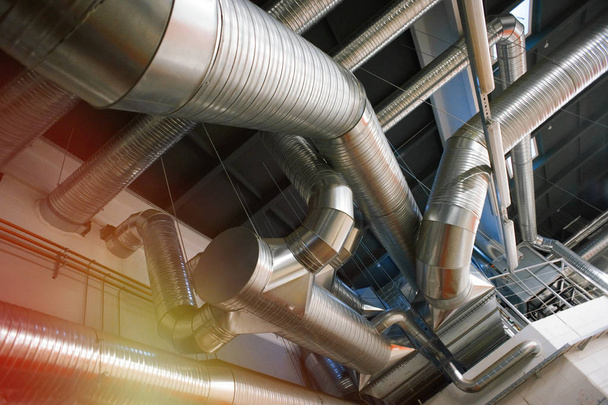 Ventilation pipes and ducts of industrial air condition - Photo, Image