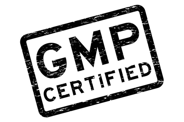 Grunge fekete Gmp (Good Manufacturing Practices) hitelesített tér gumibélyegző - Vektor, kép