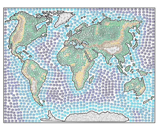 Kaart van de wereld Hand getrokken schetste vector illustratie. Doodle afbeelding - Vector, afbeelding
