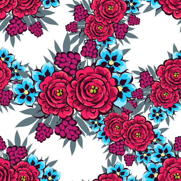 pattern with floral elements - Vector, imagen
