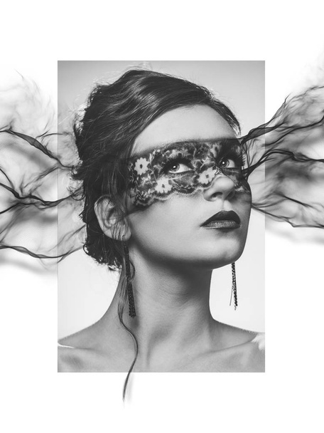 stylized portrait of young elegant woman with make-up mask - Zdjęcie, obraz