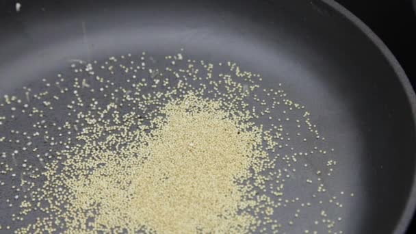 Amaranth being popped in cast-iron pan  - Materiaali, video