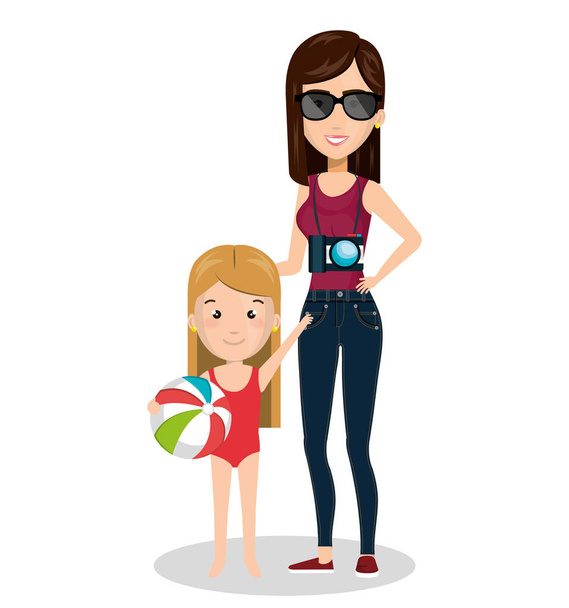 family members on vacations - Vector, Image