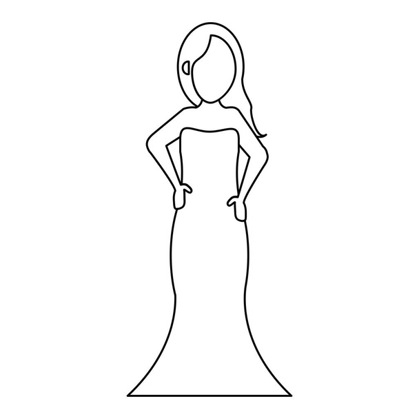 жіночий день дівчина модель модна сукня тонка лінія
 - Вектор, зображення