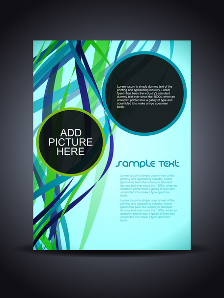 Presentation of creative flyer or cover design with colorful waves. - Vetor, Imagem