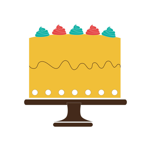 красочные торт день рождения в блюдо
 - Вектор,изображение