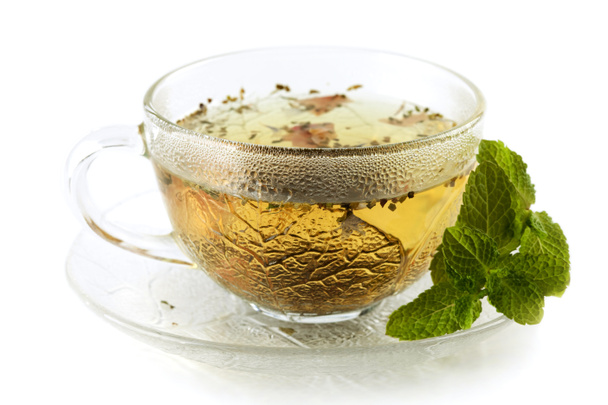 Cup of green tea with lemon and mint - Photo, Image