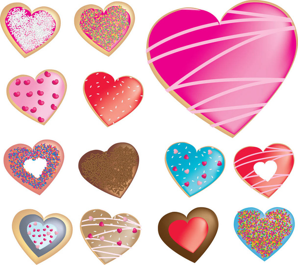 heart shaped cookie or donut on white background - Διάνυσμα, εικόνα
