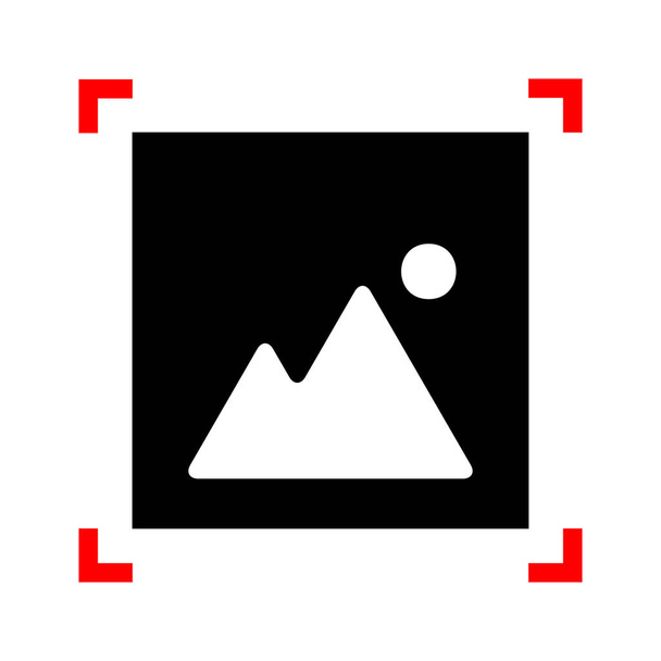 Изображение знак иллюстрации. Черная иконка в углу фокусировки на белом ба
 - Вектор,изображение