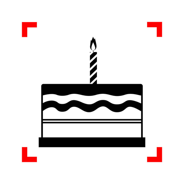 誕生日ケーキのサイン。白の backgro のフォーカスのコーナーで黒のアイコン - ベクター画像