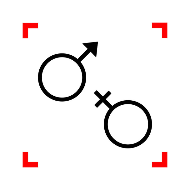 Sexuální symbol znamení. Černá ikona v rozích zaměření na bílém pozadí - Vektor, obrázek