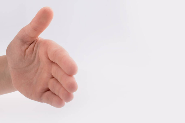 Hand schudden gebaar op een witte achtergrond - Foto, afbeelding