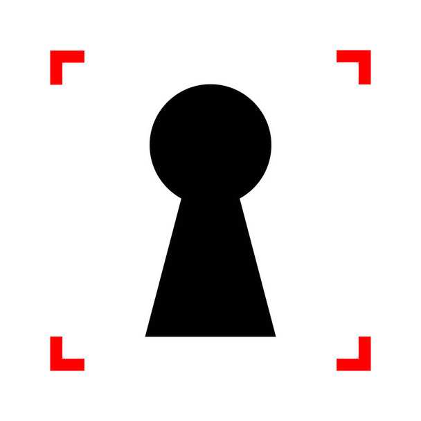 Anahtar deliği işareti illüstrasyon. Odak köşe beyaz üzerine siyah simgesi - Vektör, Görsel
