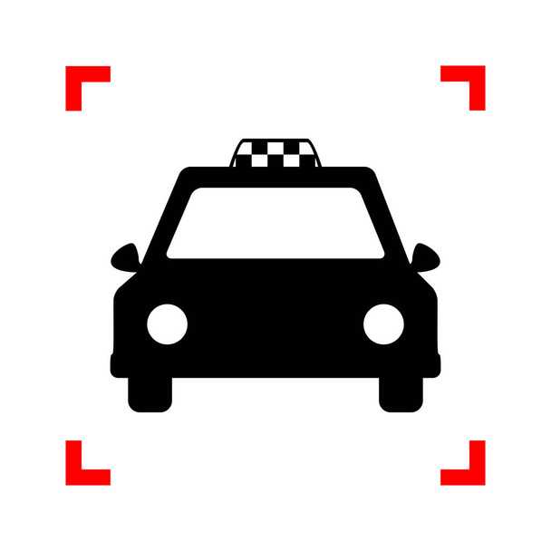 Ilustración de señal de taxi. Icono negro en esquinas de enfoque en bac blanco
 - Vector, Imagen