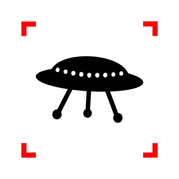 UFO eenvoudige teken. Zwarte pictogram in focus hoeken op witte achtergrond - Vector, afbeelding