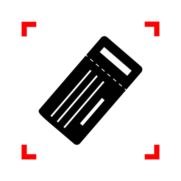 Простой знак билета. Черная иконка в углу фокусировки на белом бэкграу
 - Вектор,изображение